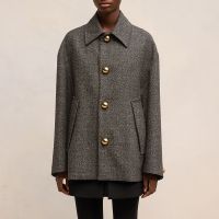 ami short belted wool-blend twill coat - fr 38uk 10