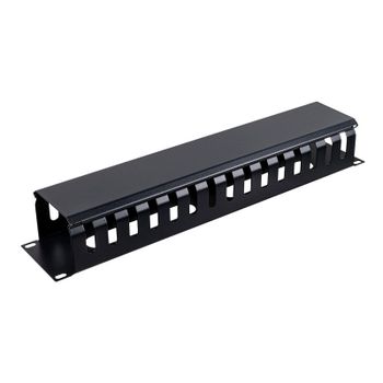 Aiten Data Organizador de Cables Metálico 2U con Tapa Negro