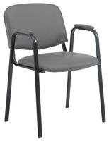 silla con patas de metal y asiento en simil cuero gris