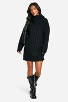 vestido jersey petite de canale suave con cuello vuelto negro