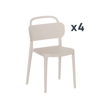 Pack 4 Sillas Apilables En Polipropileno Beige Klast Home 47 X 78 Cm - Beige