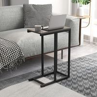 mesa auxiliar en forma de c para sofa y cama altura 64 cm mesa lateral con estructura de metal para salon espacios reducidos gris cfw76571