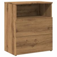 mesita de noche con dos cajones y estante 50 x 32 x 60 cm madera contrachapada color roble dec033533