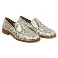 luis gonzalo deportivas moda mocasin con piel metalizada trenzada a mano para mujer