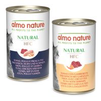 almo nature hfc 12 x 140 g - pack ahorro - pack mixto atun pollo y jamon cocida y atun con gambas