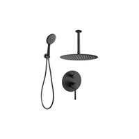 conjunto de ducha empotrada techo monomando boracay negro mate  o 25cm