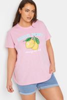 yours camiseta rosa de algodon con limones amalfi coast mujer curvy y tallas grandes yours
