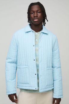 Chaqueta Harrington Regular Acolchada, Azul