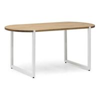 mesa uley ovalada 160x80x75cm blanca en madera maciza de pino acabado envejecido estilo industrial box furniture