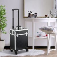 maleta de maquillaje de aleacion de aluminio homcom 34x24x94 cm negro