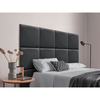 Dhome Cabecero Tapizado Para Camas De 120cm Compuesto De Paneles Autoadhesivos Intercambiables De Terciopelo Premium Cama Lujo Dormitorio Acolchado (