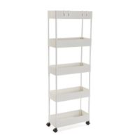 mueble de bano con 5 estantes en plastico blanco