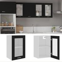 armario de pared  mueble pared  armario colgante cristal madera contrachapada negro 40x31x60 cm cfw739569