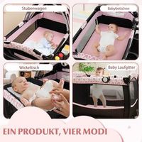 cuna de viaje 4 en 1 con colchon cama auxiliar plegable con dosel regulable flores negro 80 cm