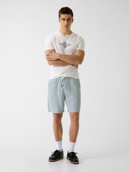 Pantalones Cortos A Rayas De Mezcla De Lino