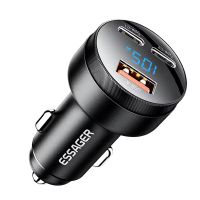 essager fsj-008 105w adaptador de cargador de automovil usb pd de 3 puertos usb-a  2 usb-c pd pps carga rapida con led