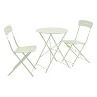 set mesa de jardin bistro plegable redonda de acero con 2 sillas
