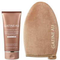 gatineau golden glow blurring body bronze medium dark  luxury tanning mitt duo