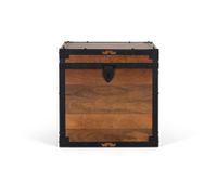 baul de madera de mango con acabados en hierro negro de estilo vintage