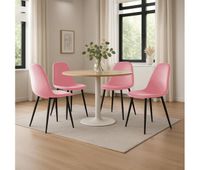 conjunto de 4 sillas de comedor napier terciopelo rosado 51x44x88 cm