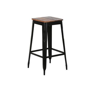 Taburete Metal Madera 34x33x77 Negro