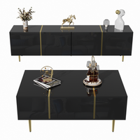 conjunto de mueble de tv y mesa de centro en negro brillante diseno elegante mdf 170 x 35 x 46 cm  100 x 60 x 415 cm
