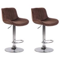 set de 2 taburetes de bar lentini en terciopelo marron 50x50x86 cm clp