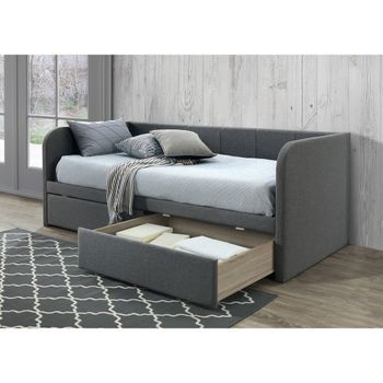 Sofá Cama Con Dos Cajones Colección Zito 90x200 Cm En Color Gris, Con Somier Incluido.