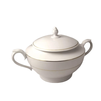 Sopera De Porcelana Blanca (2,5 L) Bremen, 1 Tapa De Porcelana, Filo De Oro, Edición Limitada