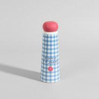 botella de acero inoxidable con cuadros vichy y flor 500 ml