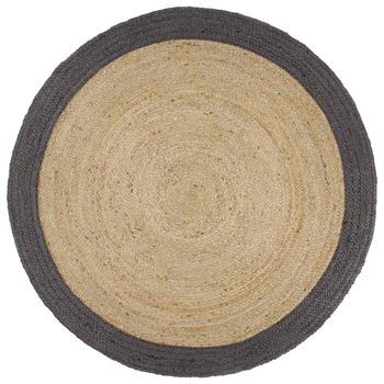 Alfombra Hecha A Mano De Yute Con Borde Gris Oscuro 180 Cm Vidaxl