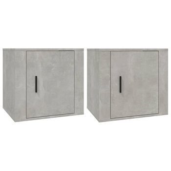 Pack 2 Uds Mesitas De Noche | Mesa Auxiliar | Mesilla Color Gris Hormigón 50x39x47 Cm