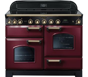 RANGEMASTER Classic Deluxe 110 Electric Induction Range Cooker - Cranberry & Brass, Cranberry