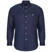 polo ralph lauren camisa manga larga camisa de corte recto en lino para hombre