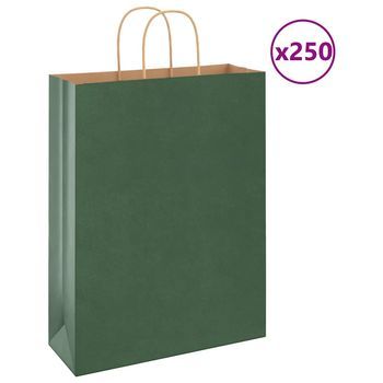 Bolsas De Papel Kraft Con Asas 250 Uds Verde 32x12x42 Cm Cfw666154