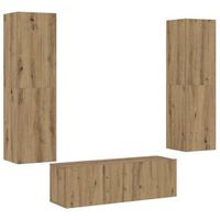 muebles de tv  muebles de salon de pared 3 uds madera ingenieria roble artesanal cfw46530