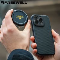 kit de fotografia para telefonos freewell con funda para telefono con montura de 17 mm y lente anamorfica azul de 133x para iphone 18171615 pro y pro max