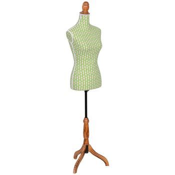 Maniquí De Madera Y Espuma Con Tela Verde 37.5x24x168 Cm