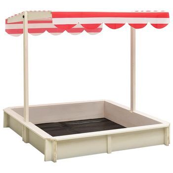 Arenero Con Tejado Ajustable Madera Abeto Blanco Y Rojo Uv50 Vidaxl