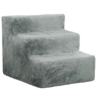 pawhut escalera para perros de 3 peldanos con funda extraible y lavable para mascotas mayores para cama sofa 46x35x35 cm gris