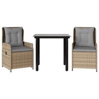 set comedor de jardin 3 pzas con cojines ratan sintetico beige cfw231688