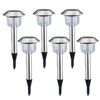 aigostar luces solares jardin 6 pack lampara led luz solar exterior luz fria 6500k ip44 acero inoxidable luces solares para exterior jardin para patio cesped pasillo terraza l125w125h366mm