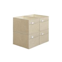 cajas almacenaje de armario asas plegables tejido oxford y tejido aspecto lino lavables beige arena  4