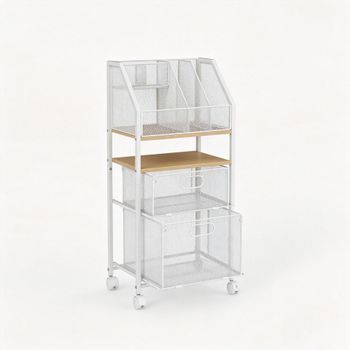Costway Carrito de Almacenamiento para Estudio con 2 Cajones Ruedas con Freno Gran Capacidad de Almacenaje Estable Resistente 37 x 26 x 84 cm Blanco