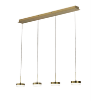 lampara colgante fabas luce dunk de 4 luces - led regulable de 32 w - laton satinado diseno lineal