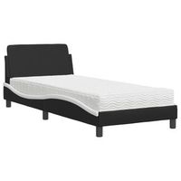 cama con colchon dover cuero sintetico negro y blanco 90x200 cm vidaxl