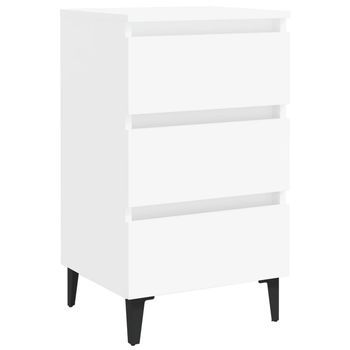 Mesita De Noche Con Patas De Metal Blanco 40x35x69 Cm Vidaxl