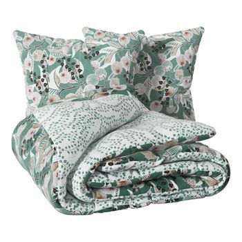 Juego De Cama Estampado Vegetal Marin 260x240cm En Algodón