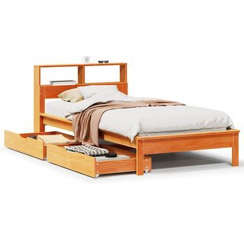 Sofá Con Estantería Sin Colchón Madera Maciza Marrón 90x200 Cm Vidaxl