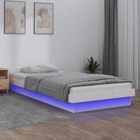 cama individual  cama para adultos  estructura de cama con led madera maciza blanca 90x200 cm